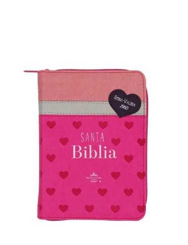 BIBLIA RVR60 DE BOLSILLO PRIMOR FUCSIA/BLANCO/ROSA CON CIERRE
